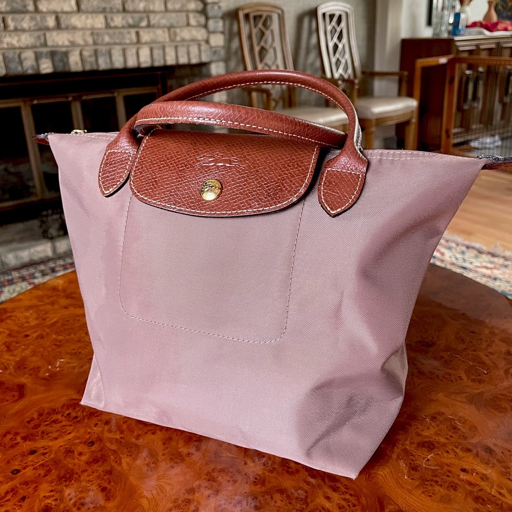 Longchamp Small Le Pliage Top Handle Nylon Bag (Light Brown)